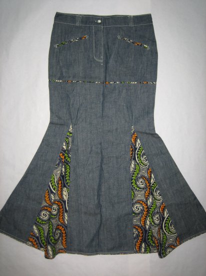 Extra flare long jeans skirt (og)