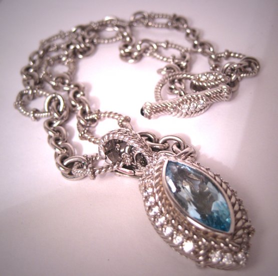 Judith Ripka Topaz Pendant Necklace Toggle Chain Estate