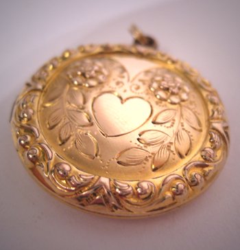 Antique Locket Pendant Gold Vintage Art Deco Victorian