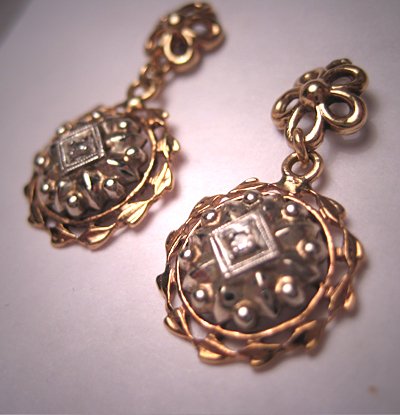 Antique Diamond Earrings Vintage Victorian Art Deco Gold