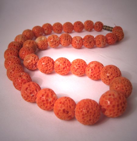 Antique Coral Necklace Vintage Art Deco Italian Strand