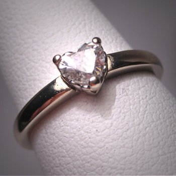 Vintage Diamond Heart Wedding Ring 1/2 Carat Engagement