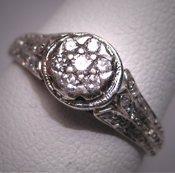 Antique Diamond Wedding Ring Vintage Art Deco Wht Gold