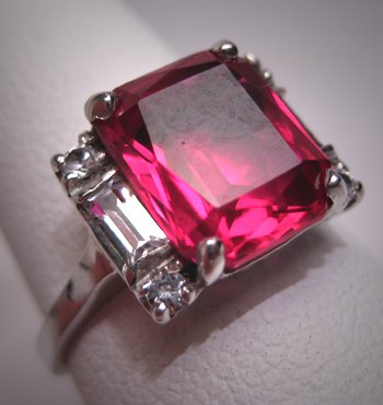 Antique Ruby Ring Vintage Art Deco Wedding W. Sapphire