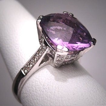 Vintage Amethyst Diamond Wedding Ring White Gold Deco 7