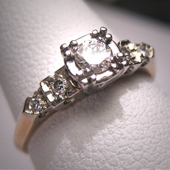 Antique Diamond Wedding Ring Vintage Art Deco Band 5