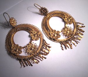 Mexican Gold Jewelry on Antique Gold Earrings Oaxaca Mexican Vintage Art Deco