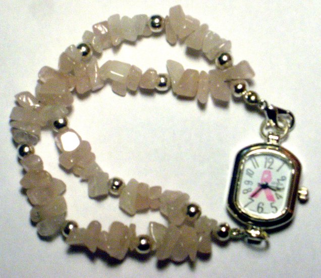 Rose Quartz Pink Ribbon Awareness watch
