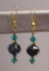 Aquamarine Wedding Cake Lampworks earrings