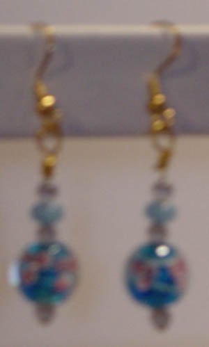 Turquise floral lampworks earrings