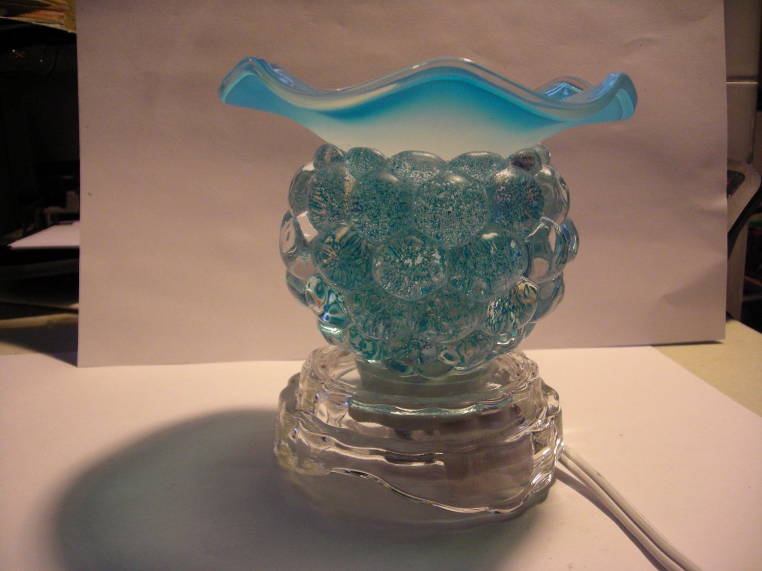 Frosted Blue ELECTRIC Wax WARMER Lamp