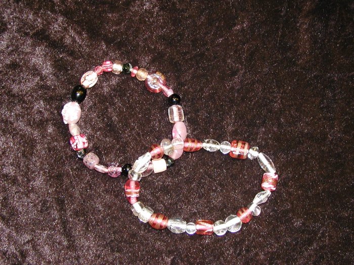 Pink Glass Bead Bracelet Collection: Non-Stretch