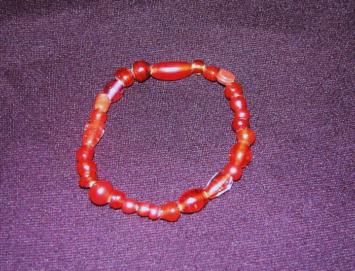Red Glass Bead Bracelet: Non-Stretch