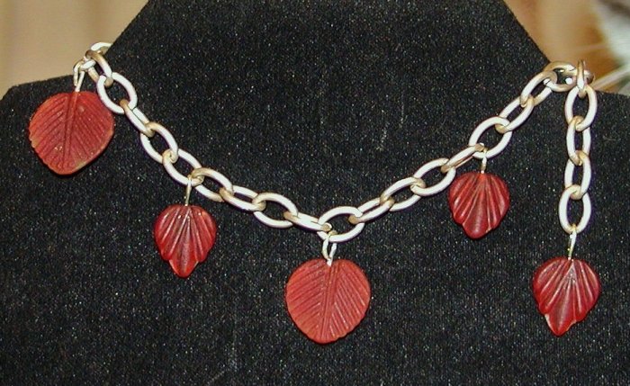 Burgundy Leaves Bracelet