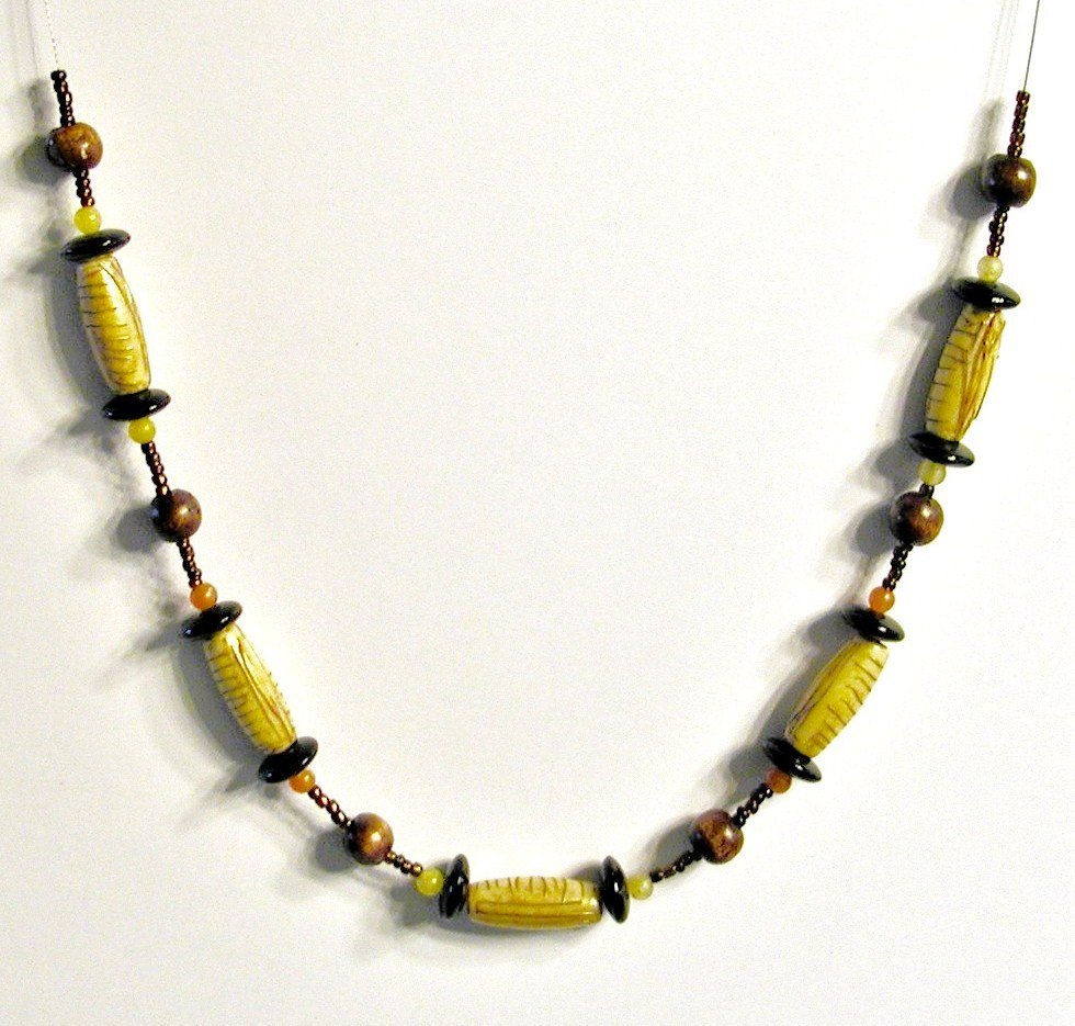 Carved Bone Necklace - Kenna