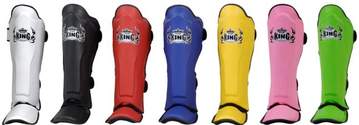 Shin pads (KING) 100% genuine leather KSGPL White