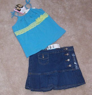 Old Navy Jean Skirt Skort and Mary Kate & Ashlet Top Girls Sz 6 NWT