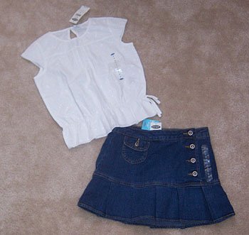 Old Navy 2pc Outfit Jean Skirt Skort & Lace Top Adorable Sz 6 NWT