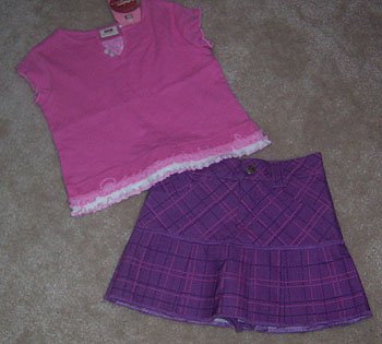 Faded Glory Adorable Pink Skirt and Purple Striped Skirt Set Sz 4 5 NWT