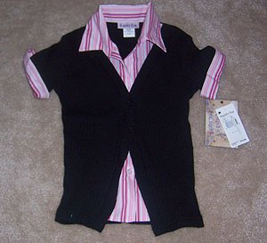 Cupids Cup Black Dress Shirt Sweet Size 7 8 NWT