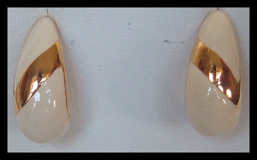 FASHION WHITE ENAMELED PIERCED EARRINGS