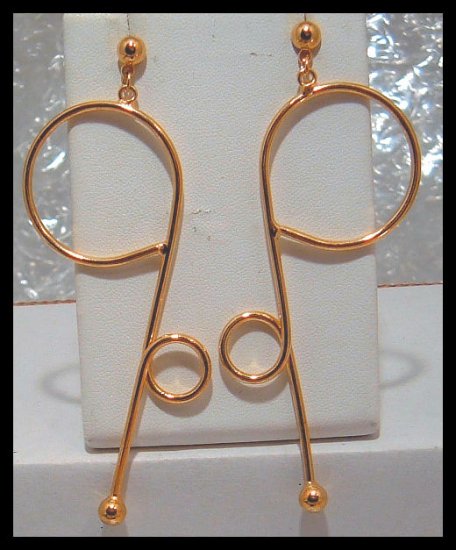 VINTAGE SHOULDER SWEEPER DANGLE PIERCED EARRINGS 3.75"