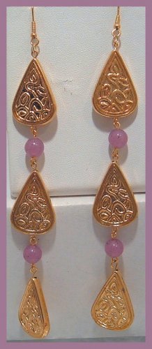 SHOULDER SWEEPER DANGLE PIERCED EARRINGS 5.5" VINTAGE 1980s