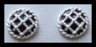 RED & WHITE ENAMELED HUGGIE BUTTON PIERCED EARRINGS .50" 1980s