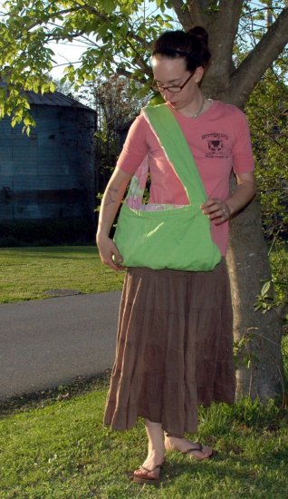 Lime Green and Pink/Purple Floral Boho Bag