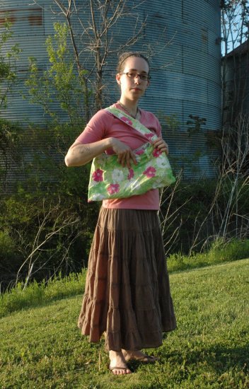 Lime Green Hawaiian Print Boho Bag
