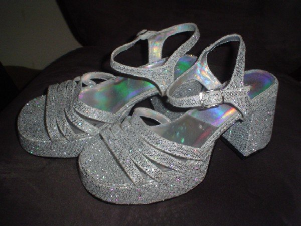 Silvery Glittery Disco Shoes