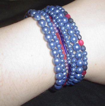 Purple-Blue Beaded Stretchy Bracelet