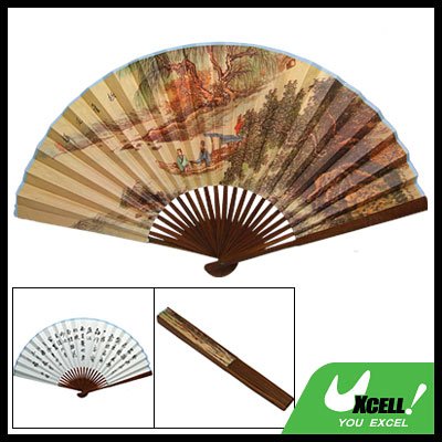 Chinese Character Portable Folding Hand Paper Fan Bamboo Art