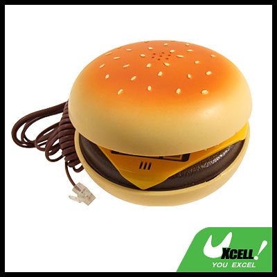 Desktop Corded Hamburger Phone Telephone (like in the movie JUNO) - Yellow