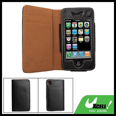 Wallet Style Leather Holder Case for Apple iPhone 3G Black
