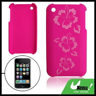 Pinkish Hard Plastic Back Case with Flower Pattern for iPhone 3G