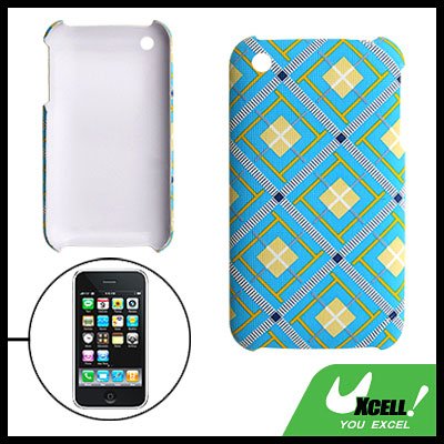 Plaid Plastic Hard Case Cover Light Blue for Apple iPhone 3G