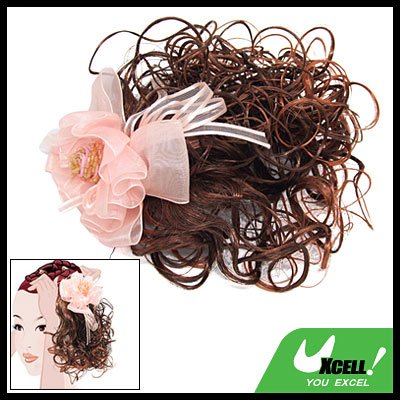 Clip Ponytail Girls Brown Curly Hair Piece Extension Wig