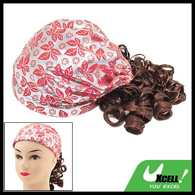 Silvery Little Girls Cap Hat Brown Curly Wig Hair Piece