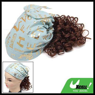 Brown Curly Wig Bandana Girls Extension Hairpiece Hair Piece