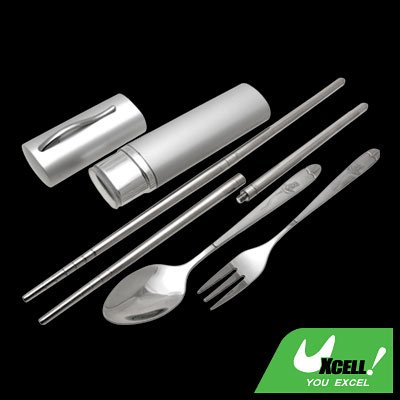 Portable Stainless Steel Chopsticks Spoon Fork Set Tableware With Flower Design