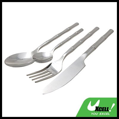 Stainless Steel Tableware Cutlery Set with Bamboo like Handle (4 pieces)