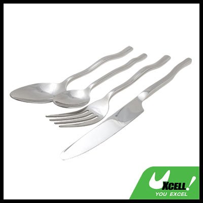 Stainless Steel Dinner Tableware Cutlery Set with Wave-like Handle Design (4 pieces)