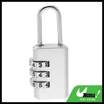 Resettable 3 Digit Combination Padlock Lock Silver