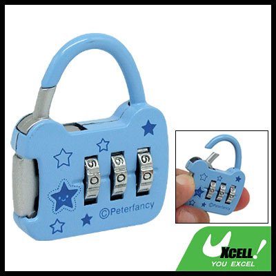 Blue Coded Lock 3 Digits Resettable Combination Padlock