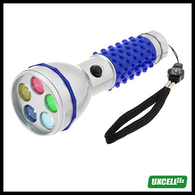 5 LED Bright Color Flashlight Torch for Camping Exploration (sk-205) - Blue
