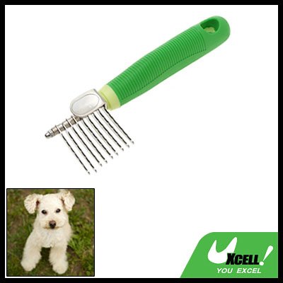 Green Handle Dog & Cat Pets Steel Grooming Moulting Comb