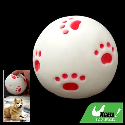 White Vinyl Squeaker Ball Toy for Pet Cat & Dog