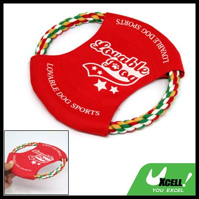 Red Loveable Dog Frisbee Pet Dog Rope Flyer Toys