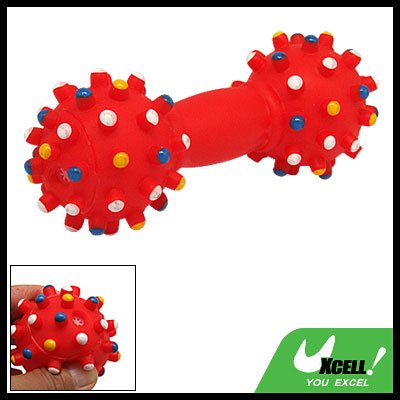 Red Dumbbell Pattern Squeaky Dog & Cat Pet Chew Toy